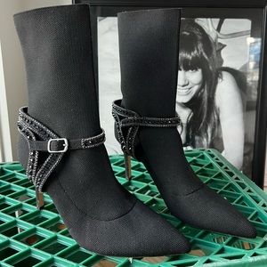 Badgley Mischka Heeled Sock Boot with Jewel Buckle